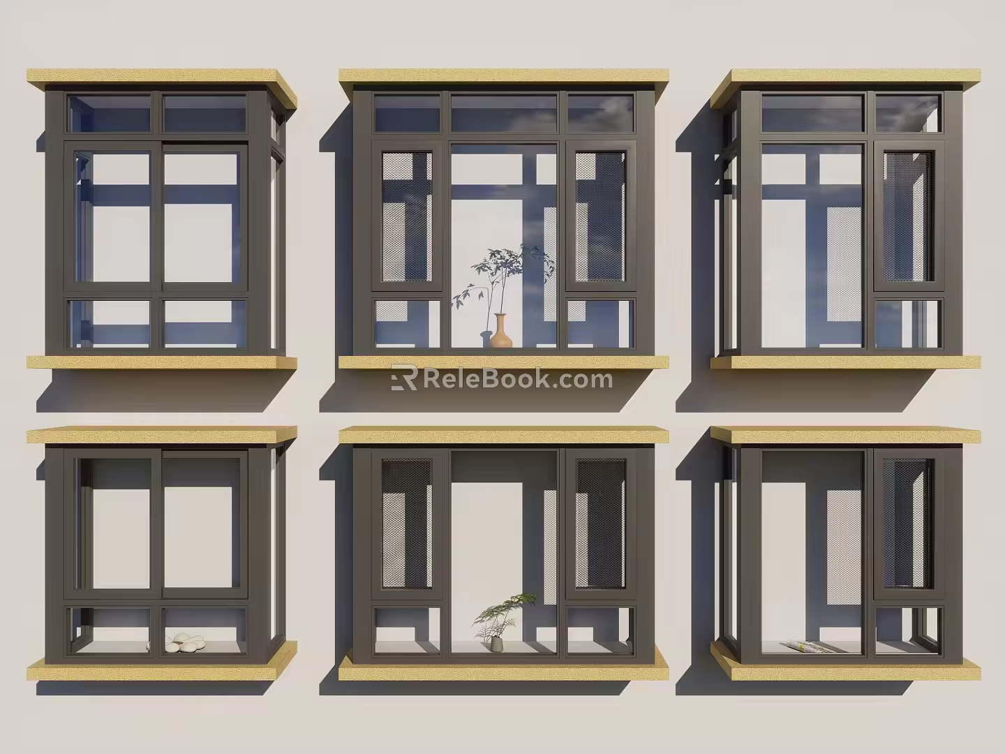 Modern aluminum alloy bay window broken bridge aluminum casement window casement window sliding window balcony corner window floor-to-ceiling window 3d model
