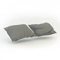 Two Gray Soft Fabric Pillows With Wrinkled Texture For Home Decor 3d model