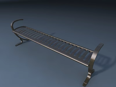 Sleek Modern Metal Outdoor Chair With Curved Armrest And Slatted Seat Design 3d model