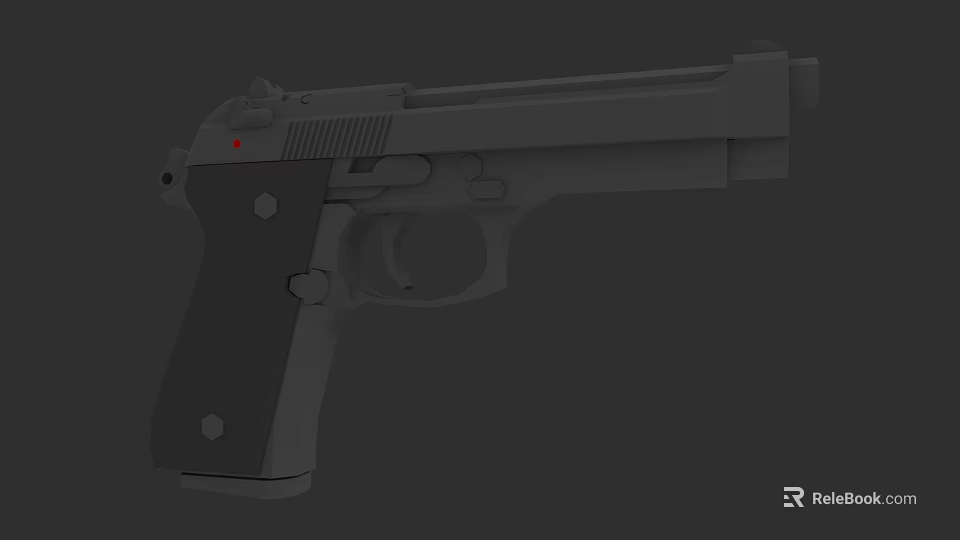 3D Rendered Black Pistol With Textured Grip Trigger And Magazine 3d model 