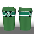 Starbucks Green Coffee Cups with Lid and Striped Design Featuring Brand Logo