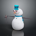 Cute Snowman With Blue Top Hat Blue Scarf Orange Nose And Stick Arms