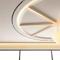 Elegant Modern Ceiling Design With Circular Frame Radial Lines Pendant Light And Recessed Lighting