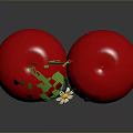 Cute Red Cherries With Green Leaves Cartoon Faces Heart Eyes And Small Flower Mustache