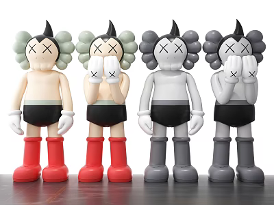 Dolls With XX Eyes Hands Covering Mouth Different Colors Shorts And Boots 3d model