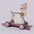 Building Blocks Rocking Horse Toy With Wooden Structure Colorful Wheels And Rocking Base