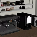 Two Modern Stainless Steel Coffee Machines As Kitchen Appliances On Counter