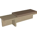 Light Wood Sofa Bench With Beige Upholstered Seat And Modern Design 3d model