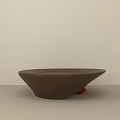 Modern Brown Coffee Table With Curved Design And Red Base Support 3d model