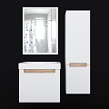 Modern White Bathroom Vanity with Mirror and Wooden Accent Storage Cabinet