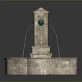 Stone Fountain With Two Spouts And Flowing Water On Petal Shaped Base
