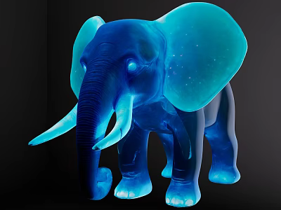 Glowing Blue Reptile Sculpture With Shiny Scales And Lifelike Features Displayed 3d model