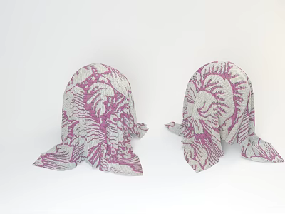 Other Two Fabric Pieces With Purple Floral Patterns On White Background 3d model