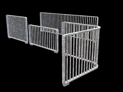 Set of Metal Portable Fences With Vertical Bars For Safety And Crowd Control 3d model