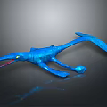 Blue Prehistoric Aquatic Creature Model With Long Beak Open Mouth And Flippers On Dark Background