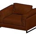 Brown Leather Single Sofa Modern Design With Metal Legs And Comfortable Seat