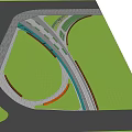 Modern Road Infrastructure Design With Curved Lanes And Green Landscape Areas
