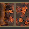 Vibrant Volcanic Landscape With Fiery Red Lava Flows Jagged Rocks And Orange Molten Pools