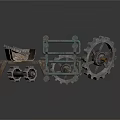 Vintage Mechanical Car Model With Gears And Metal Parts On White Surface