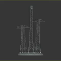 Metallic Electricity Pylon Model Display With Multi level Frames And Circular Base