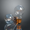 Transparent Light Bulbs Electronic Appliances With Golden Base And Clear Glass Design
