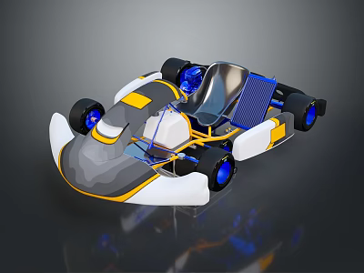 Futuristic Racing Car With Driver In Transparent Cockpit Blue Wheels And Solar Panel 3d model