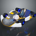 Futuristic Racing Car With Driver In Transparent Cockpit Blue Wheels And Solar Panel