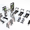 Various Home Gym Fitness Equipment Including Treadmills Dumbbells Racks And Benches