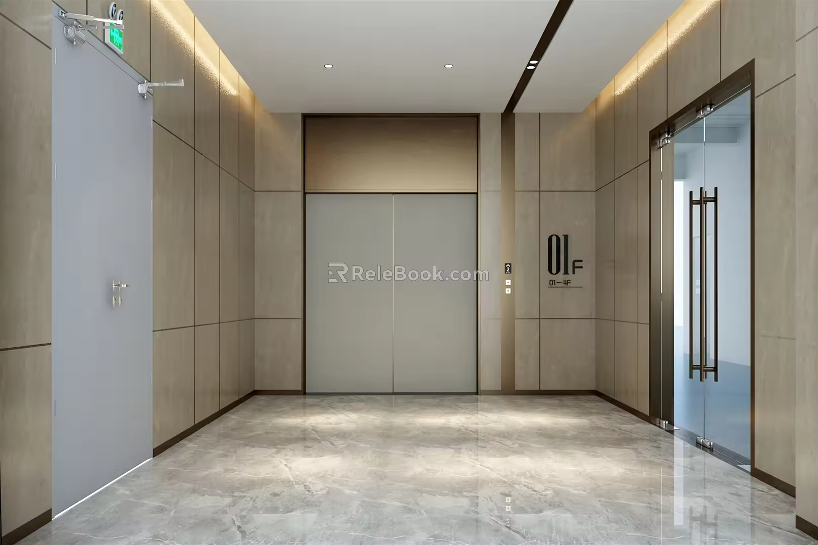modern elevator hall 3d model