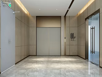 modern elevator hall 3d model