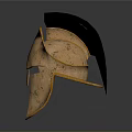 Ancient Bronze Weapon Helmet with Black Plume Classical Design and Metallic Reflective Finish