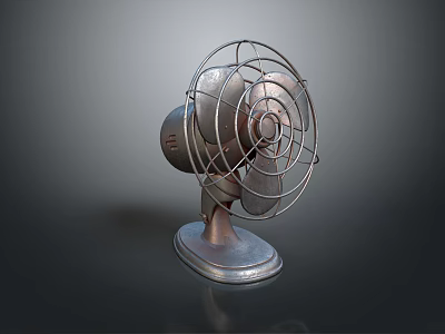 Retro Vintage Electric Table Fan With Classic Metal Grill And Antique Design 3d model