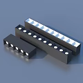 Black Linear LED Downlights And Spotlights With Multiple White Bulbs In Various Lengths 3d model