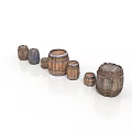 Rustic Wooden Barrels Arrangement With Different Sizes And Vintage Styles