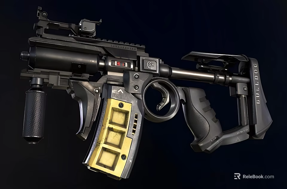 Modern Tactical Rifle With Black Body Yellow Magazine And Tactical Scope 3d model 