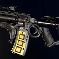 Modern Tactical Rifle With Black Body Yellow Magazine And Tactical Scope