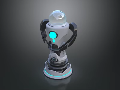 Futuristic Hi tech Window Display Featuring Transparent Glass Sphere And Blue LED Light Decoration 3d model