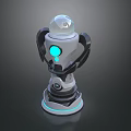 Futuristic Hi tech Window Display Featuring Transparent Glass Sphere And Blue LED Light Decoration