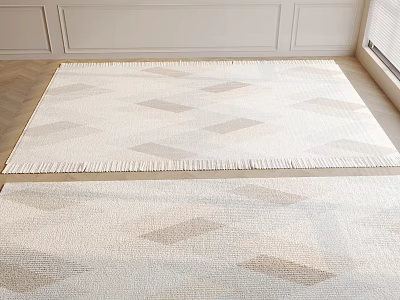 Square Rugs With Neutral Tones And Diamond Patterns In Living Space 3d model