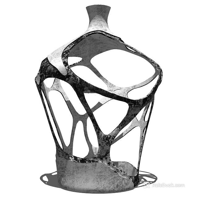 Modern Decorative Vase Featuring Intricate Hollow Geometric Structure For Fresh Flowers 3d model 