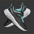 Black Mesh Sneakers With Turquoise Laces And White Sole For Casual Wear