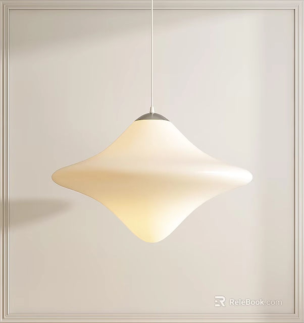 Modern White Fluid Shape Pendant Light With Frosted Glass Interior Design 3d model 