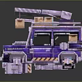 Purple Modified Off Road Vehicle with Roof Mounted Boxes Side Ladder and Mechanical Details