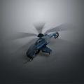 Detailed 3D Model Helicopter With Spinning Rotor Blades On Gray Background