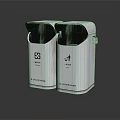 Stainless Steel Dual Trash Bins With Recycling Icons For Public Facilities