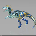 Vibrant Blue Dinosaur Toy Character With Yellow Spiked Back And Fierce Expression