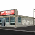 Dick's Diner Exterior Featuring Coca-Cola Signs Brick Wall Person At Entrance And Street Lamp
