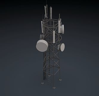 modern signal tower roof signal tower antenna 3d model