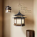Traditional Chinese Style Wooden Chandelier With Octagonal Pavilion Design And Elegant Lantern Shade
