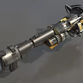 Futuristic Metallic Weapon With Detailed Complex Mechanical Components And Orange Accents